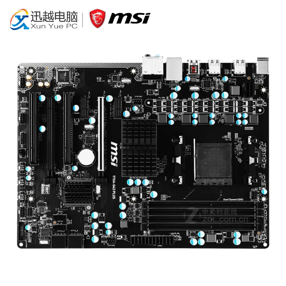 

MSI 970A-G43 PLUS Desktop Motherboard 970 Socket AM3 DDR3 32G STAT3 USB3.0 ATX