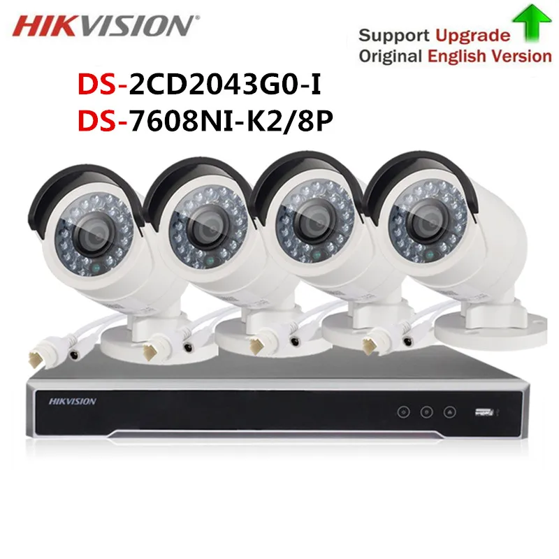 

Hikvision video camera surveillance Kit 4K NVR DS-7608NI-K2/8P & 4MP IP Camera DS-2CD2043G0-I (DS-2CD2042WD-I) For system cctv