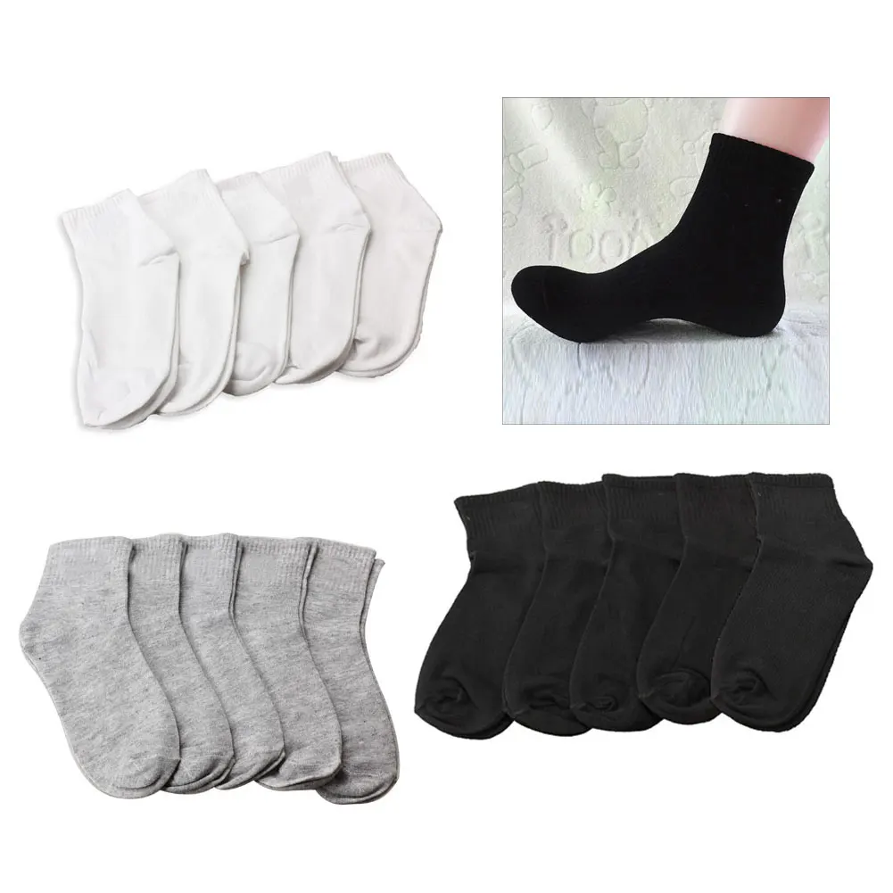 

5 Pair Men Ankle Socks Men's Cotton Low Cut Casual Socks One Size 3 Colors H9