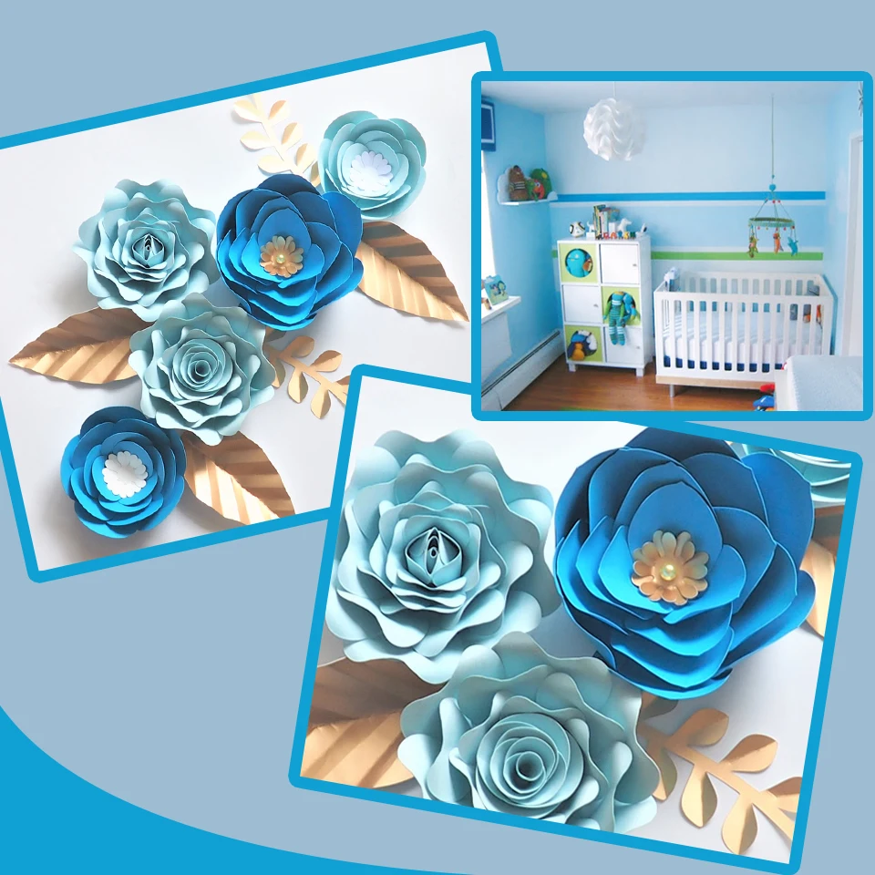 الأزرق اليدوية DIY أزهار ورقية الذهب يترك مجموعة ل الحضانة جدار ديكو الفتيان غرفة استحمام الطفل خلفية دروس الفيديو الأزرق اليدوية DIY أزهار ورقية الذهب يترك مجموعة ل الحضانة جدار ديكو الفتيان غرفة استحمام الطفل خلفية دروس الفيديو