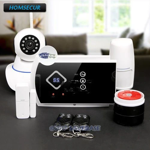 

HOMSECUR Wireless GSM SMS Autodial Home Security Alarm System+Wireless IP Camera