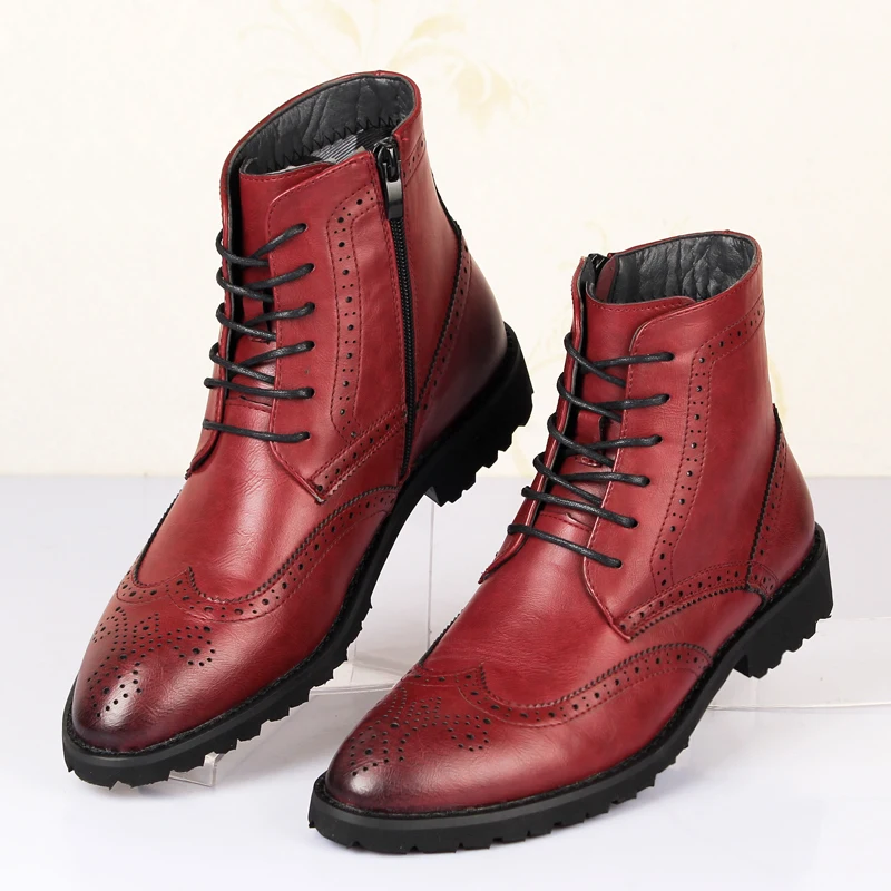 Hot sale men genuine leather brogues oxfords ankle riding boots men