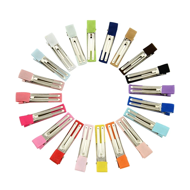 

2019 New Nice 20Pcs Baby Girls Double Small Solid Prong Alligator Hair Clips Barrettes DIY Color Randomly
