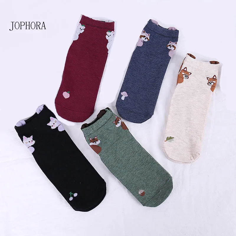 

JOPHORA Hot Ladies in tube socks Spring new cartoon raccoon bears Casual comfort socks