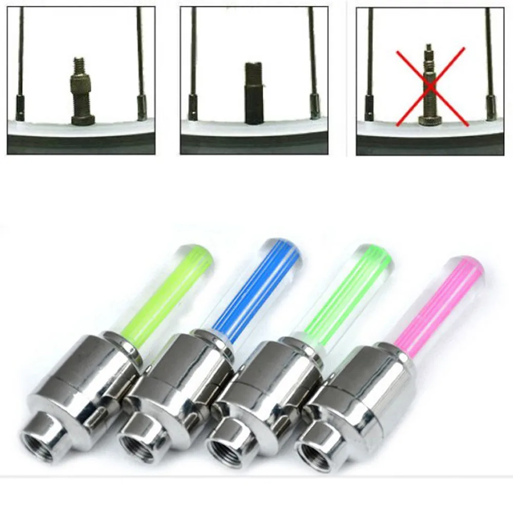 Clearance Bike Tire Air Cover Rim Wheel Stem CapHoukiper 2 Pcs Bicycle Lights Neon Color Tyre Wheel Valve Cap Light LED Lamp Flash#h 3