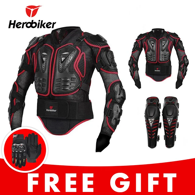 Motorcycle Jacket Riding Protection Armor Motorbike Motocross Equipment Racing Body Armor Moto Ptotective Gears Combination - Цвет: 2red set MK1001B