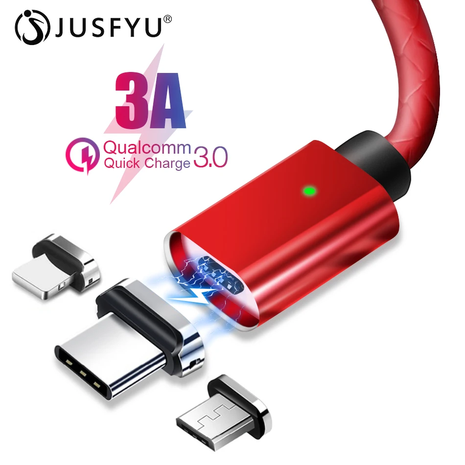 

LED Magnetic USB Cable Quick Charge 3A USB Type C Cable Magnet Charger Data Charge Micro USB Cable Mobile Phone Cable USB C Cord