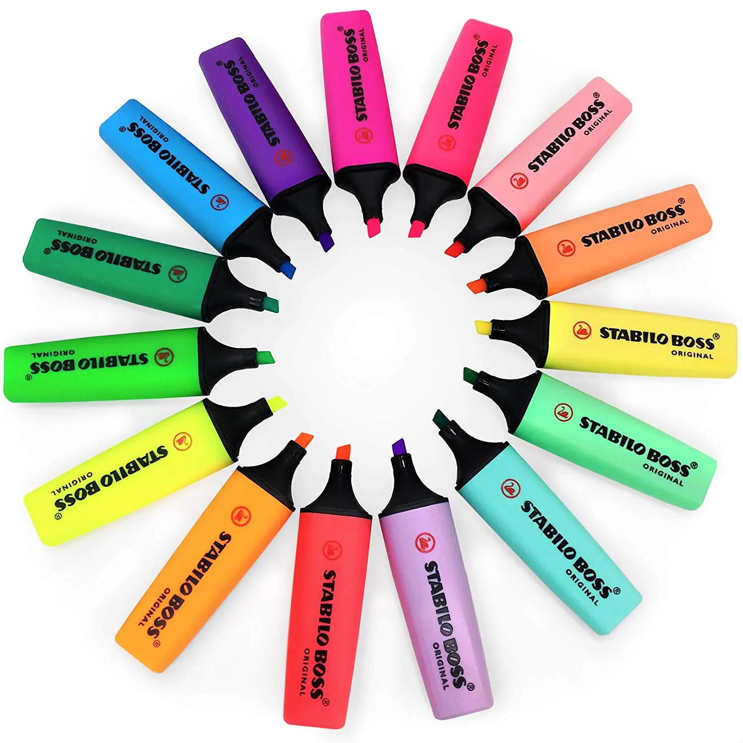 

Assorted 15 Colors STABILO BOSS Original Fluorescent and Pastel Highlighters