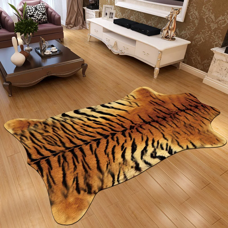 

3D Zebra Cow Leopard Printed Carpet for Living Room Soft Imitation Leather Fur Area Rugs and Carpets Bedroom Non slip Mat