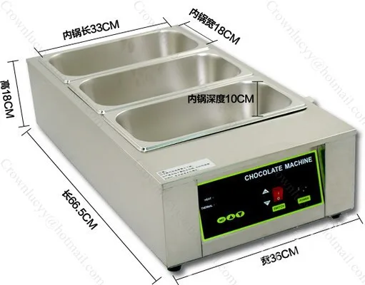 12kg capacity 3 Lattices commercial Electric Chocolate melter pot Chocolate Warmer Machine Melter Machine