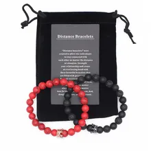 Poshfeel 2 шт./компл. пара корон браслеты для женщин красный и браслет с черным камнем для влюбленных Pulseira подарок на день Святого Валентина MBR180297