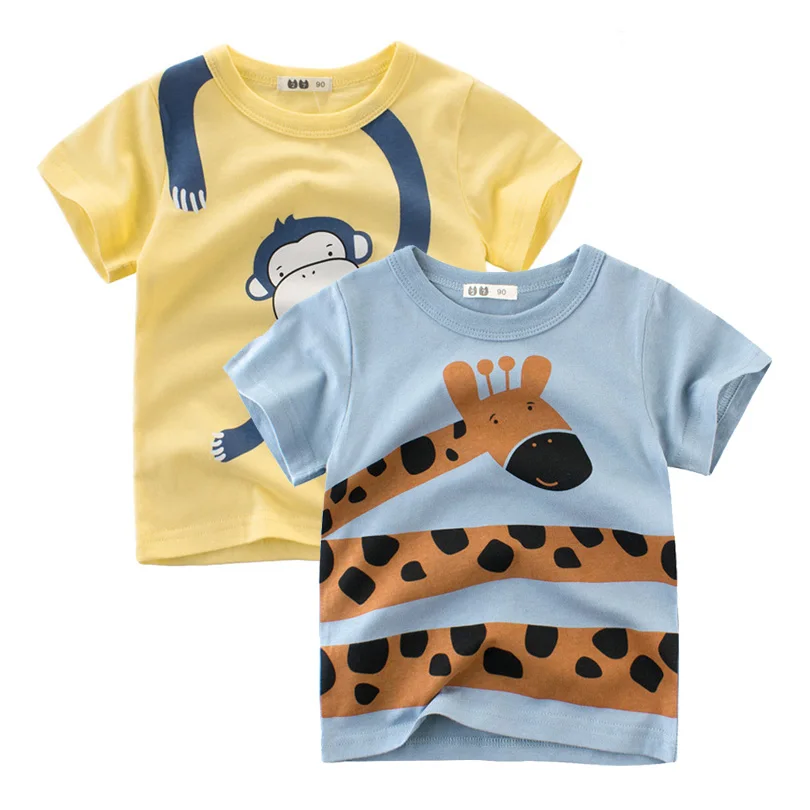 

Baby Summer Tees Cartoon Animal Print Monkey Lion Cotton Boy T Shirt Outwear cotton Children's Clothing Kids Tops Girl T-shirts
