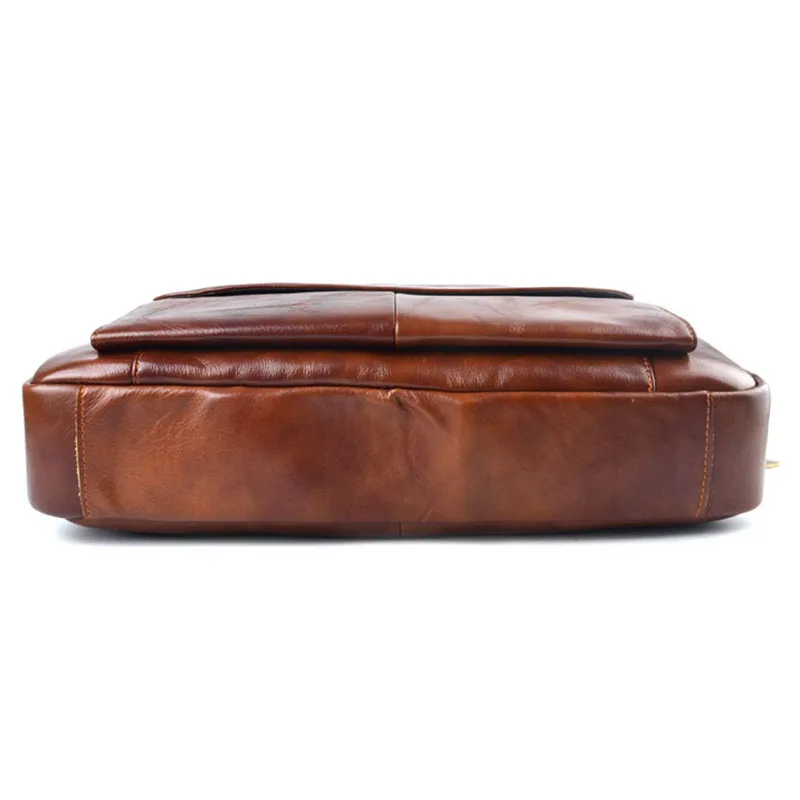 AETOO натуральная кожа сумка для ноутбука сумки из воловьей кожи мужская сумка через плечо мужская дорожная коричневая кожаная