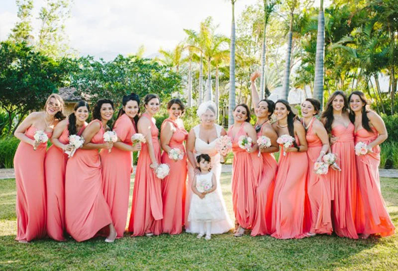 coral pink bridesmaid dresses