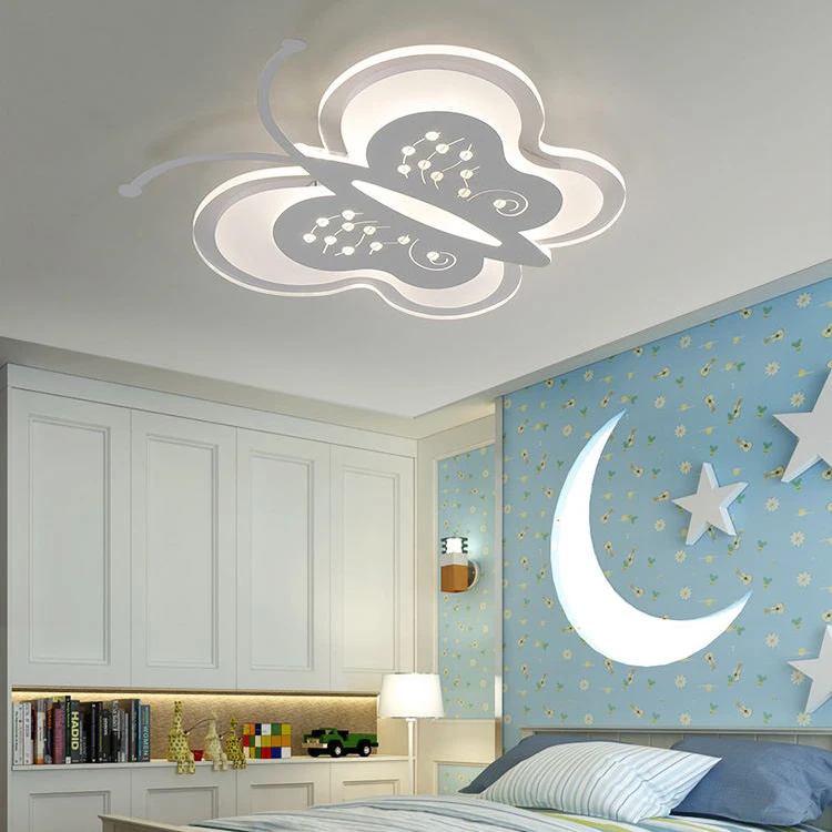 

Simple modern children's bed room led acrylic butterfly ceiling light bedroom baby room light personality kindergarten lamps