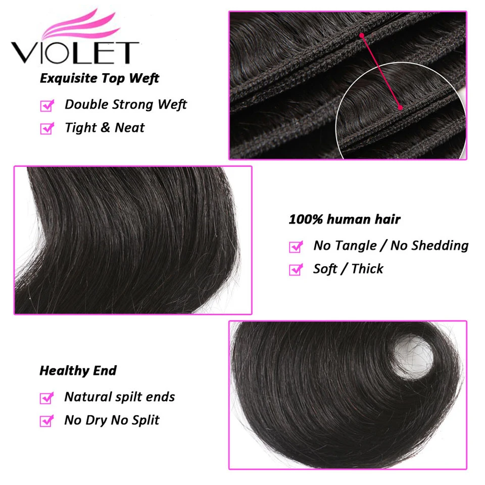 Violet Brazilian Body Wave High Ratio 8 Inch Remy Short Human Hair