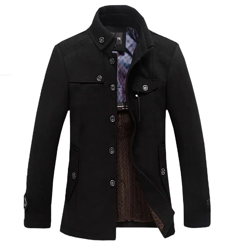 

Men's Windbreaker Overcoats Woolen Trench Coat Winter Wool Jacket Men Casual Thicken Stand Collar Coats Casaco Masculino Palto