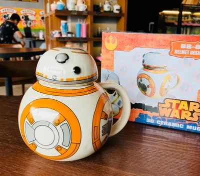 ULKNN Star Wars кружка BB-8 C-3PO 3D чашка для кофе с крышкой с ложкой высокотемпературное производство керамика подарок для детей - Цвет: BB-8