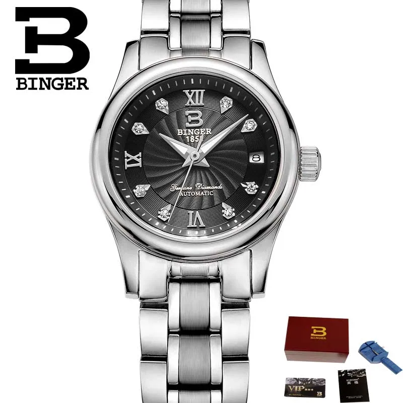 Мужские и женские часы, парные часы, мода для влюбленных, автоматические механические часы, стальные Бингер, мужские деловые часы, B-603L - Цвет: Women watch 02