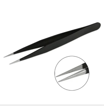 

2Pcs Steel Curved Straight Black Tweezer Nail Art Rhinestones Sequins Beads Stickers Picking Clip Nipper / by dhl 1000sets
