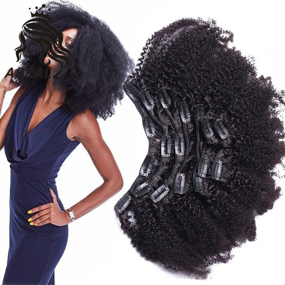 Afro Kinky Curly Clip Ins Remy Human Hair Natural Clip In ...