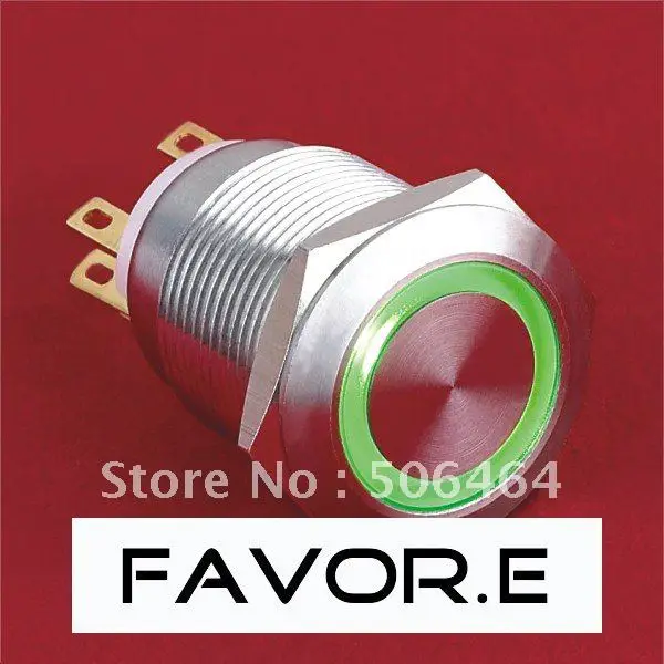

Stainless steel 19mm IP65 ring illuminated metal LED signal lamp PIN terminal