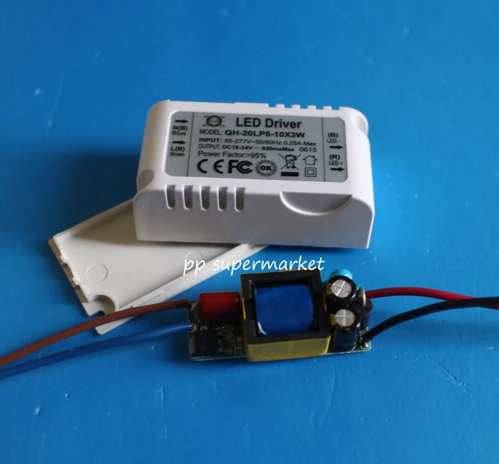 

6-10x3w LED Driver, Input ac85-277V, Output dc18-32v 600ma Constant Current Driver For LED Lamp Light Transformer
