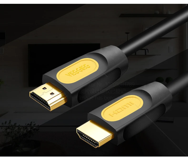 AUN Высокоскоростной HDMI кабель позолоченный 1,4 версия двойной магнит кольцо, поддержка 3D, 1080 P для ТВ, HD монитор, проектор