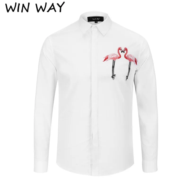 Win Way Creative Design Fashion Embroidered Tops New Men's Shirts Tide men clothes | Мужская одежда