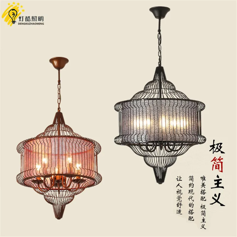 

wrought iron birdcage chandelier Classical atmospheric teahouses hotel restaurant archaize personality lantern pendant