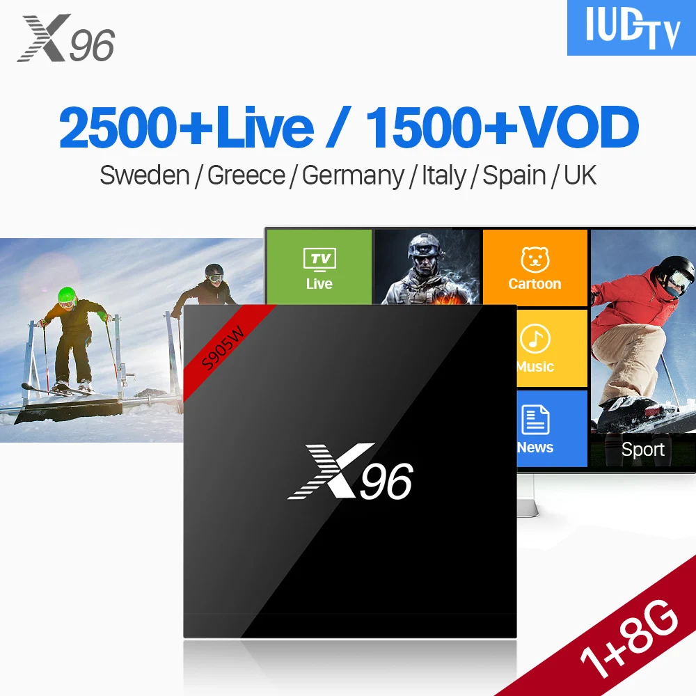 

Europe IPTV Box X96 TV Box Android 7.1 with 1 Year IUDTV Code IPTV Subscription Norway Germany UK Italy Spain Sweden IPTV Box