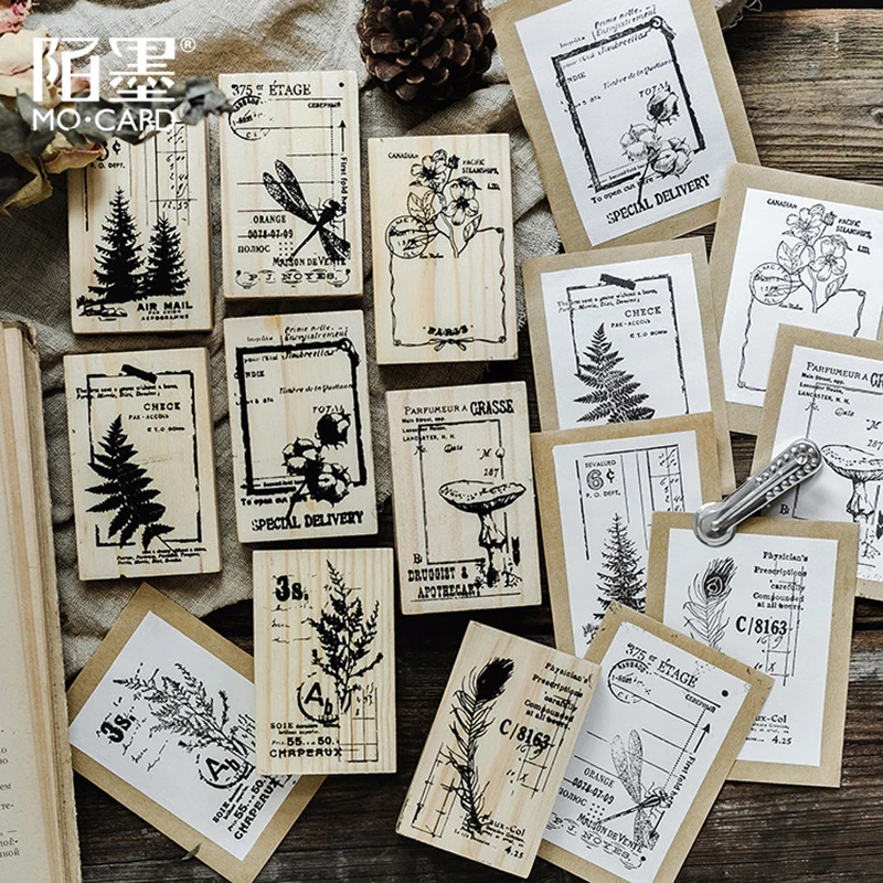 

XINAHER Vintage Plants Animals stamp DIY wooden rubber stamps for scrapbooking stationery scrapbooking standard stamp