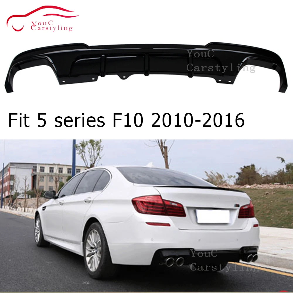 

F10 4-outlet MP Style Rear Bumper Diffuser Lip for BMW 5 Series F10 Sports 4-door Sedan 2010 - 2016 ABS Plastic