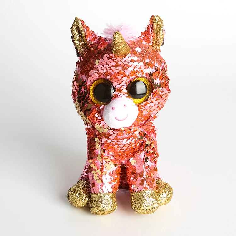 

Ty Sequins Flippables Sunset The Coral Unicorn Plush Animals Toy Doll 6" 15cm