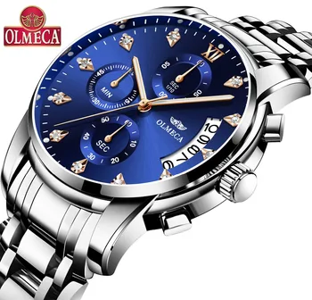 

OLMECA Luxury Watches Men Limited Edition Fashion Casual Charm Luminous Sport relogio masculino Waterproof Stainless Steel Watch