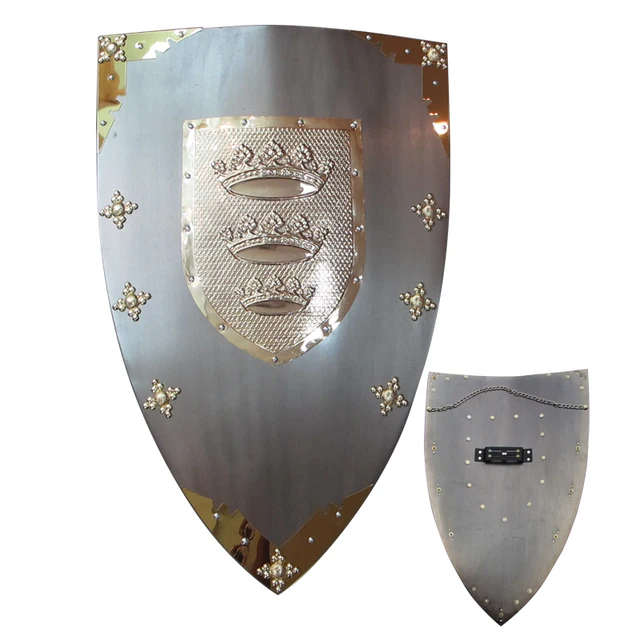 Medieval Knight Shield Wall Hanging Ornaments Steel Material Crown Real ...