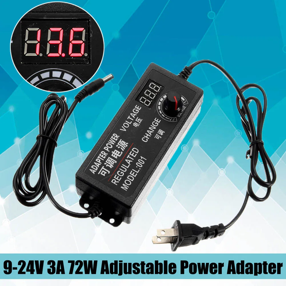 

Newest 9-24V 3A 72W Adjustable Power Adapter Speed Control Volt AC/DC Supply Display @8 JD9