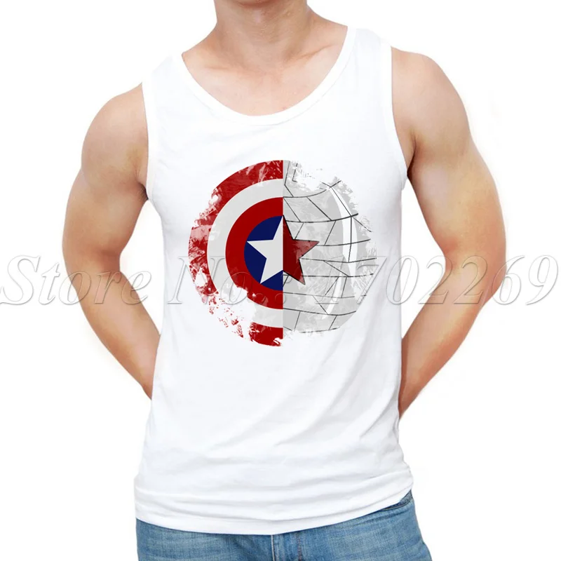 Новые летние модные другу Миссия дизайн Для мужчин топы Капитан Америка щит принтом в стиле ретро мужской жилет