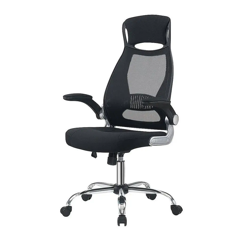 Office Chair Black Executive Chair Ergonomic Swivel Mesh Computer Chair High Back Padded Desk Chair With Foldable Armrest