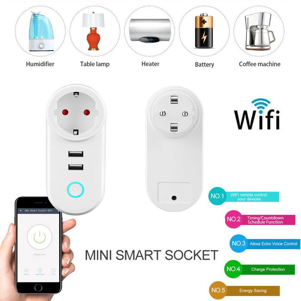 

US UK EU Smart Plug,WiFi Remote Control with Alexa,Timing on/off The Power,Samrt Google Home Electric Mini Socket PK SONOFF