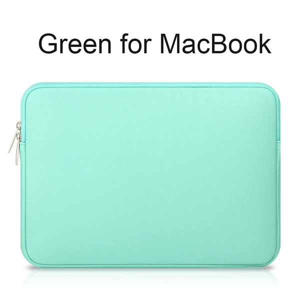 Новинка, водонепроницаемый чехол для ноутбука из искусственной кожи, защитный чехол на молнии для ноутбука 11, 13, 15 дюймов для Macbook Air Pro - Цвет: Green