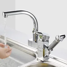 Torneira Cozinha все медные Ванная комната Высокий Смеситель одно отверстие горячей и мыло ручной работы кухня многофункциональный двойной вращение