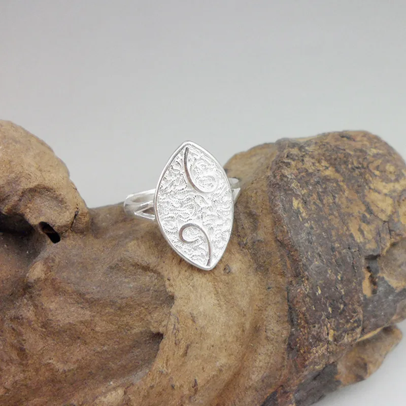 

Rings For Women Adjustable 999 Sterling Silver Luxury White Leaf Boho Bohemian Punk Finger Ring Handmade Miao Jewelry New Year