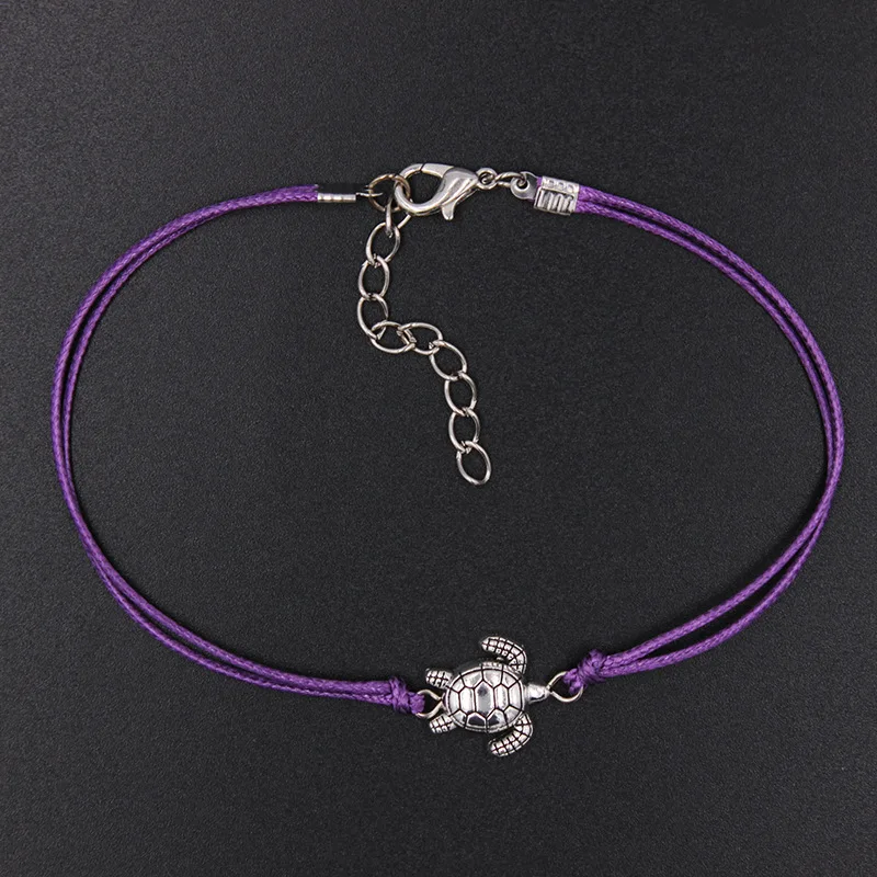 New Woven Red Rope Korean Women's Footchain Couple Anklet New Cute Turtle Anklet Braided Anklet