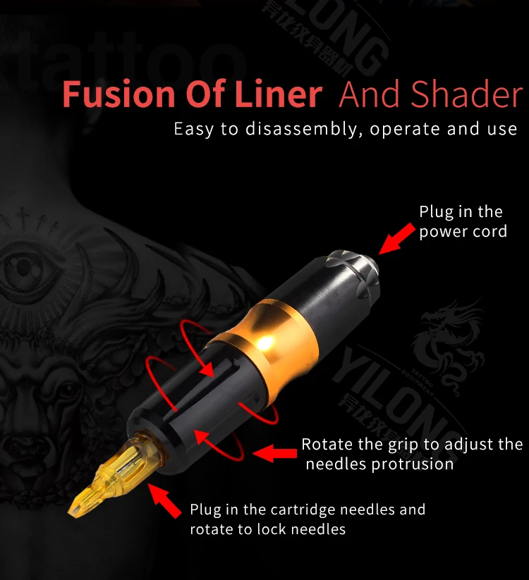 Профессиональная Ротационная Машина для татуировки ручка тихий мотор макияж брендовые пистолеты поставки
