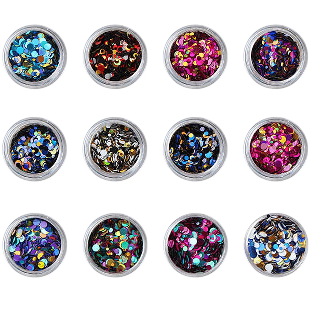 

12 Colors Shiny Round Sequins Fish Scale Sequins Nail Art Decor Manicure DIY Decoration 2g