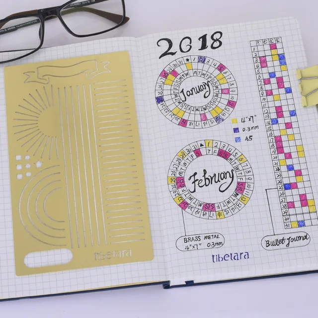 journal planner stencils brass bullet journal stencil banner flag