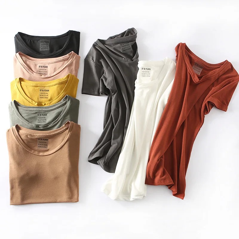 

womens top cotton short sleeve O-neck t shirt all match tee black gray white t shirt women bts