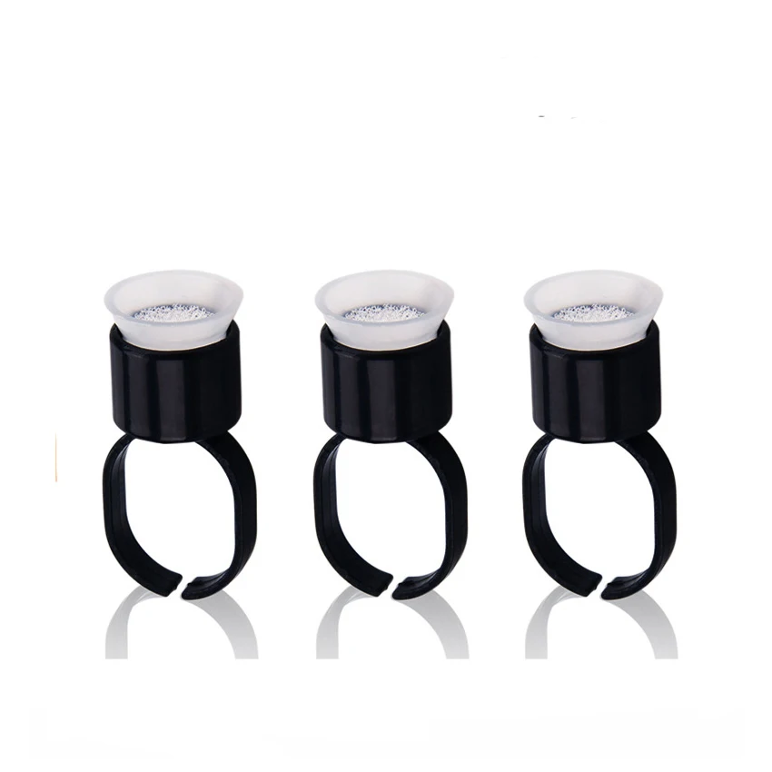 10PCS Tattoo Permanent Microblading Tools Makeup Eyebrow Ink Cup Graft False Eyelash Cap Sponge Finger Ring grafting tool
