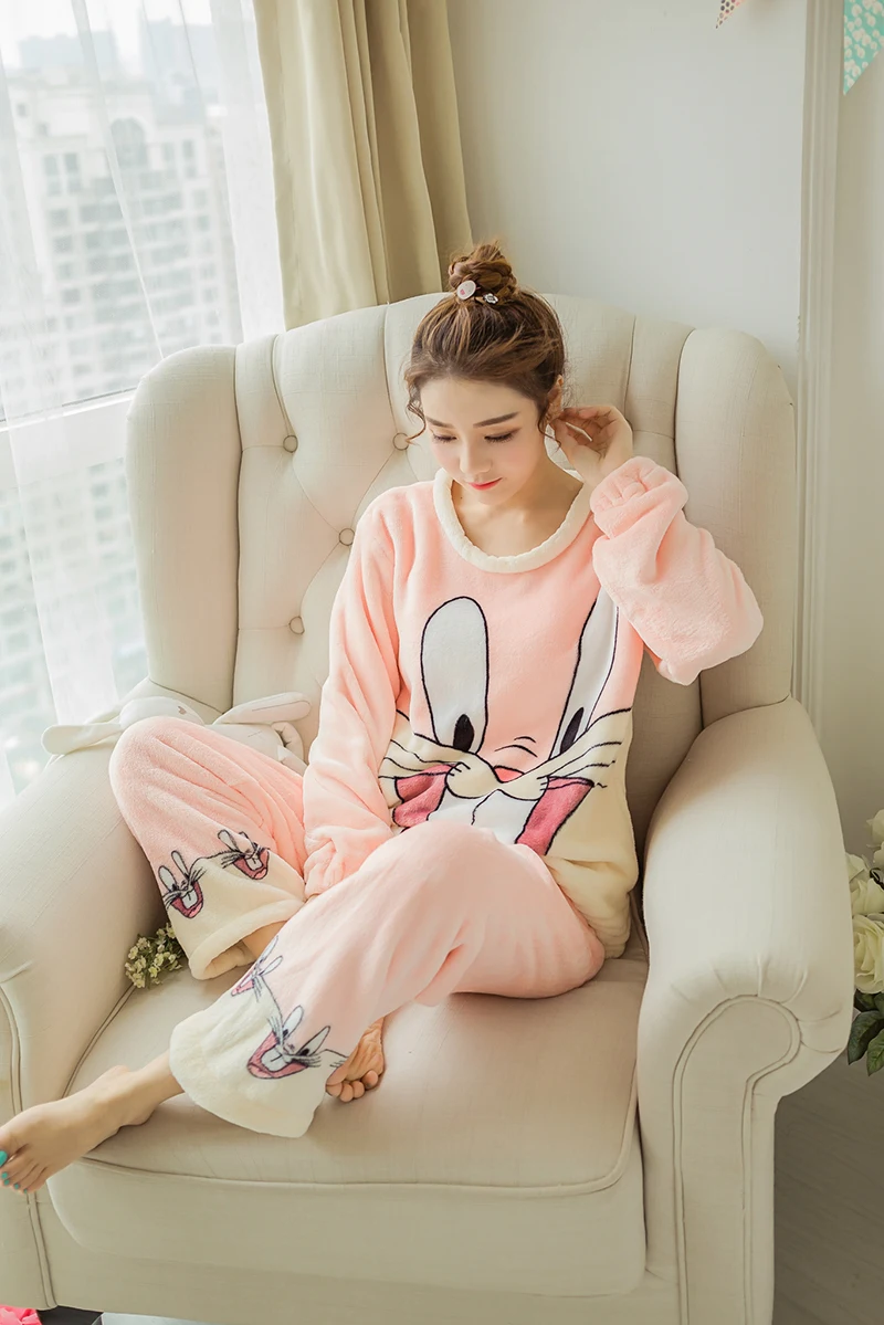 Фланелевые женские зимние пижамы Pigiama Donna Rabbit, женские зимние пижамные комплекты, Pijama Feminino Pijama Mujer Primark - Цвет: 14